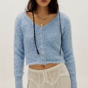 Free People Soft Blue Fuzzy Sweater